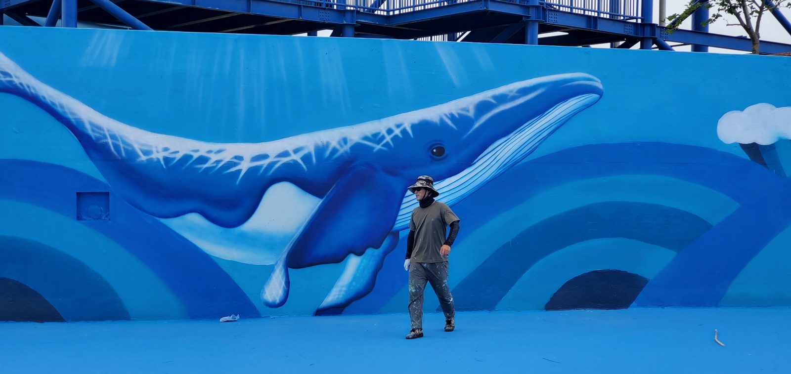 3D鲸鱼主题地面彩绘