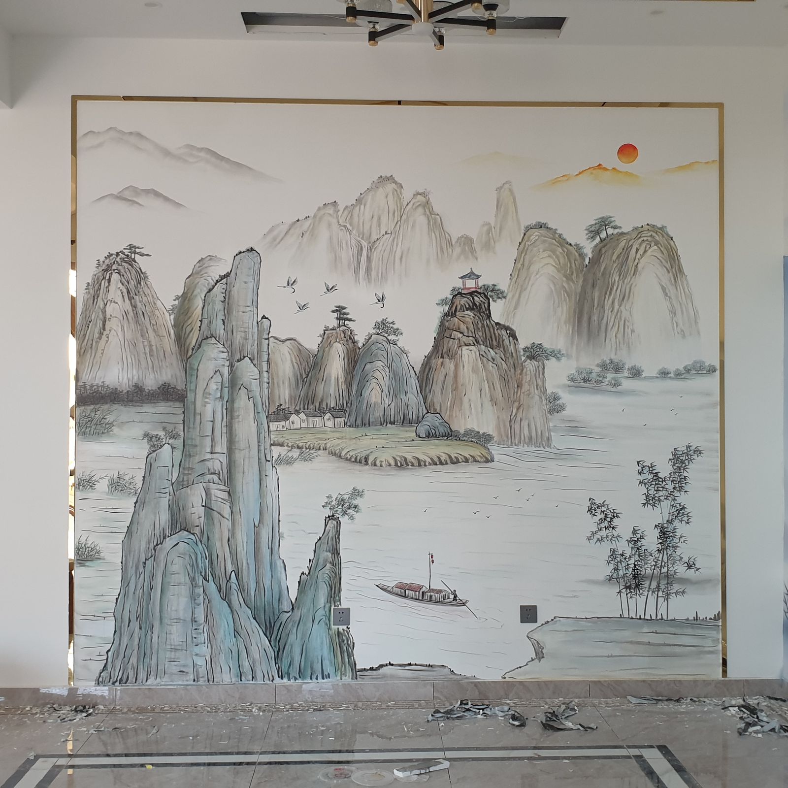 中式山水与复古壁画文章配图