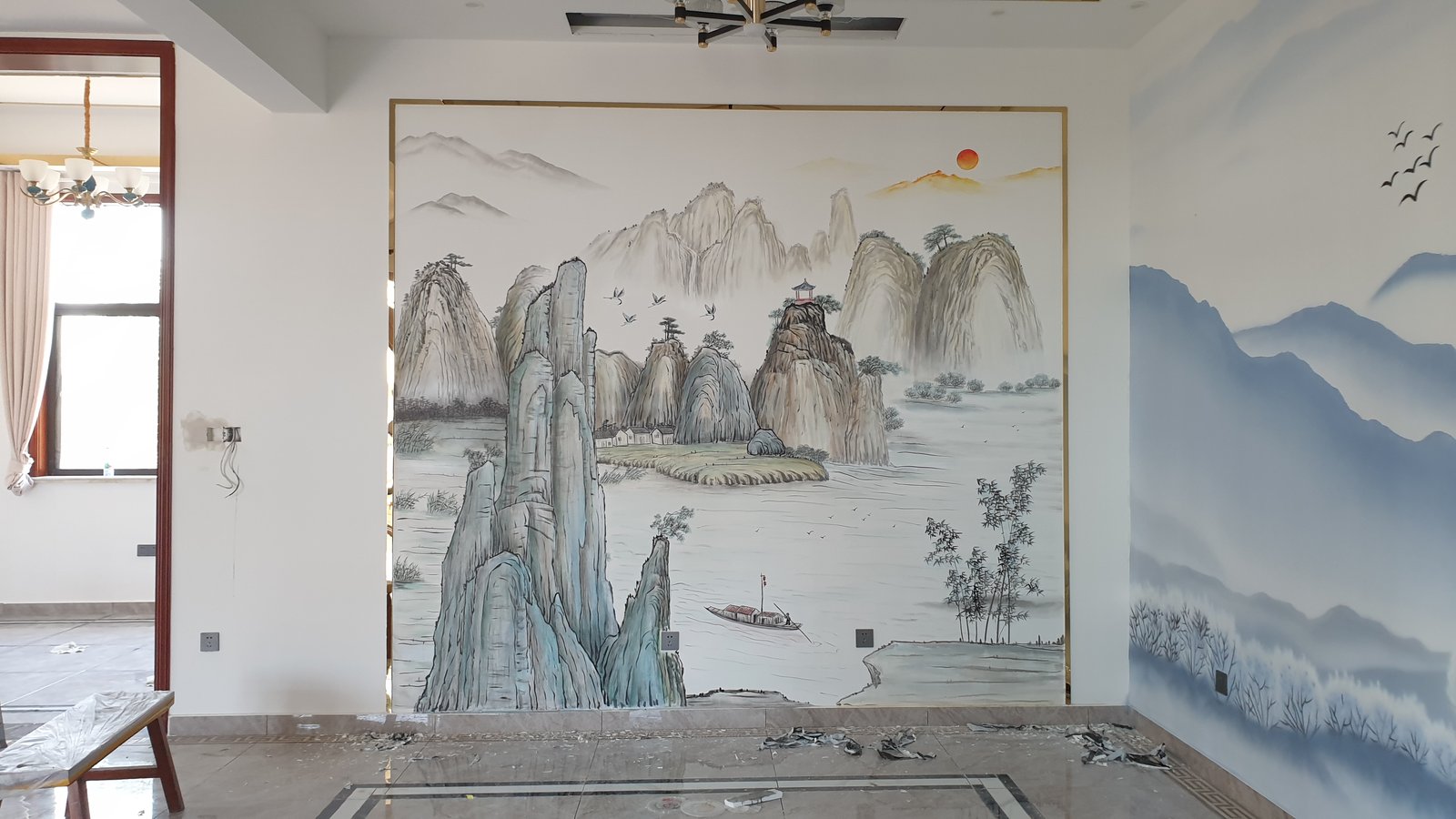 千行空间艺术 中式山水复古壁画案例09